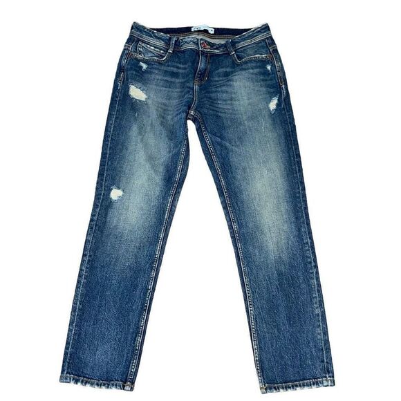 Zara Dark Wash Straight Leg Jeans 4 - Picture 1 of 4